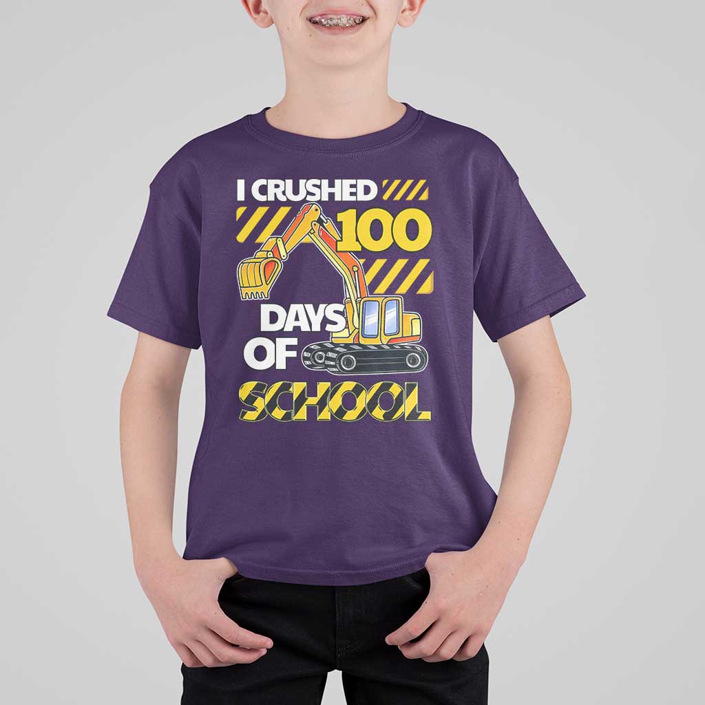I Crushed 100 Days Of School T Shirt For Kid Construction Vehicle Excavators