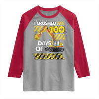 I Crushed 100 Days Of School Raglan Shirt Construction Vehicle Excavators