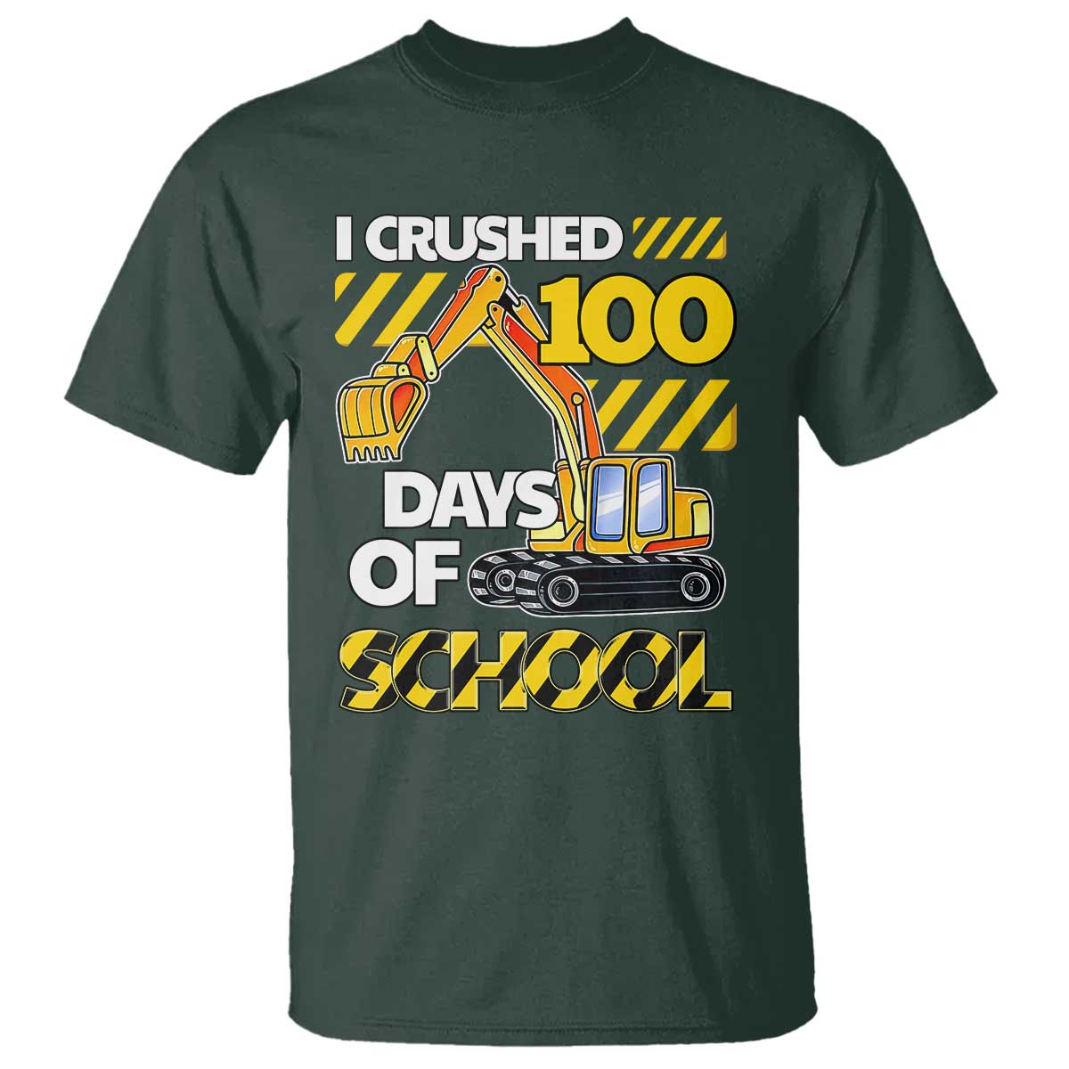 I Crushed 100 Days Of School T Shirt Construction Vehicle Excavators