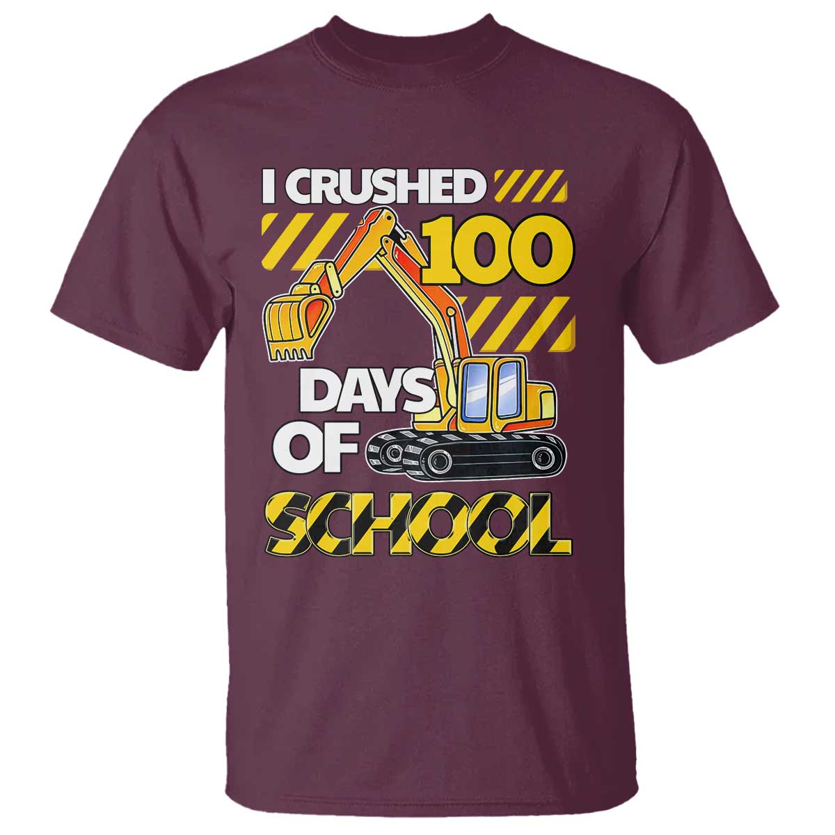 I Crushed 100 Days Of School T Shirt Construction Vehicle Excavators