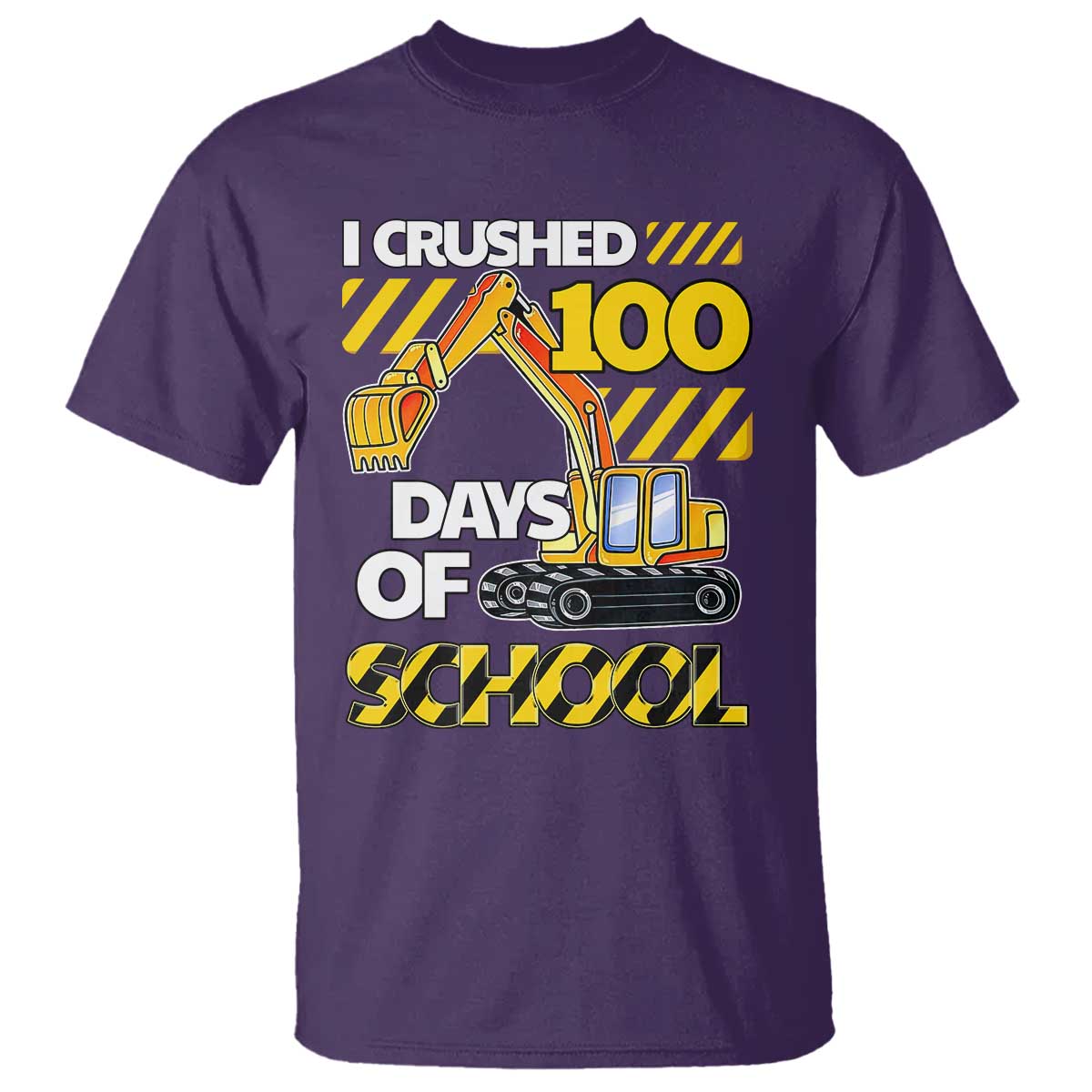 I Crushed 100 Days Of School T Shirt Construction Vehicle Excavators