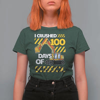 I Crushed 100 Days Of School T Shirt For Women Construction Vehicle Excavators