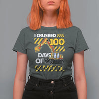 I Crushed 100 Days Of School T Shirt For Women Construction Vehicle Excavators