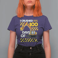 I Crushed 100 Days Of School T Shirt For Women Construction Vehicle Excavators