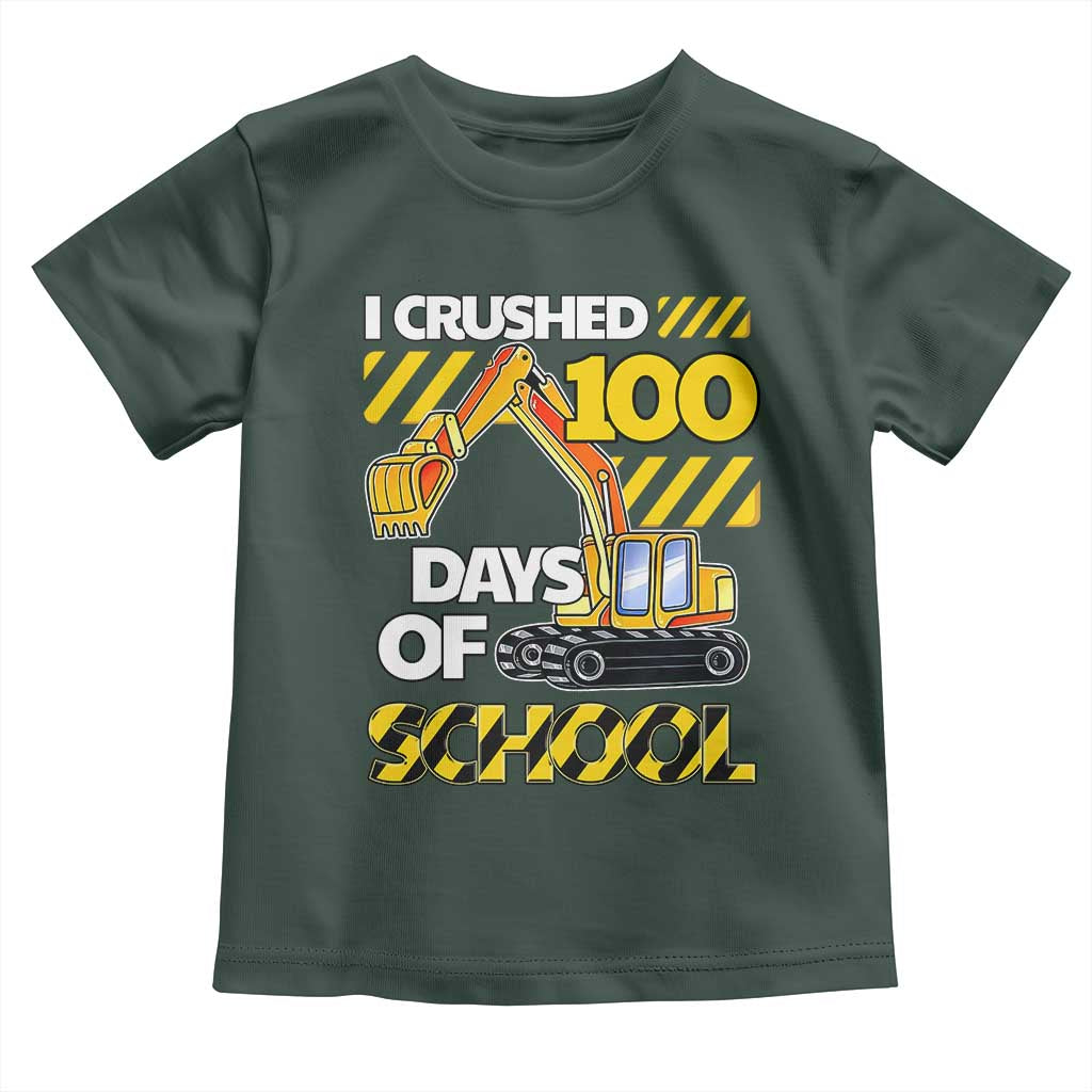 I Crushed 100 Days Of School Toddler T Shirt Construction Vehicle Excavators