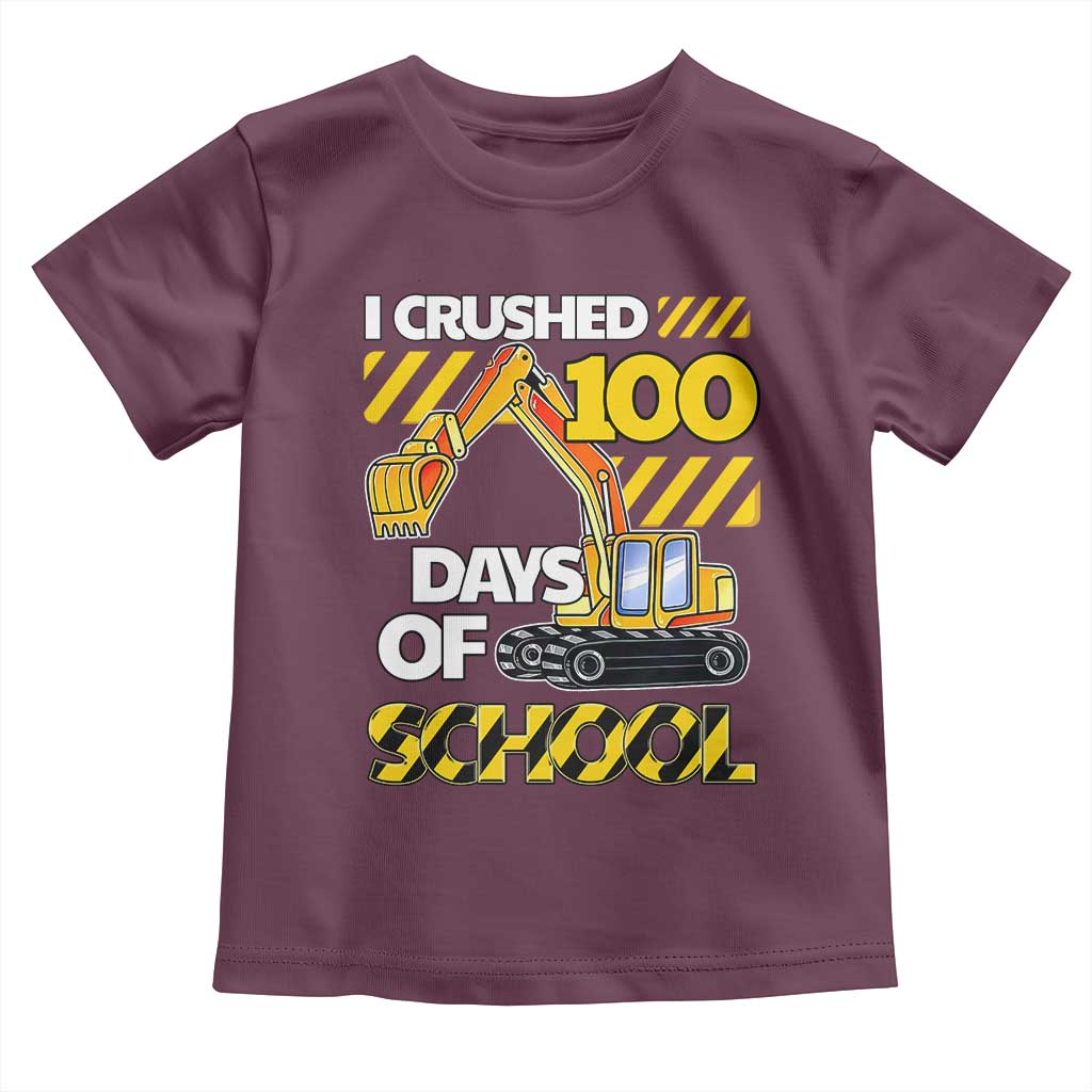 I Crushed 100 Days Of School Toddler T Shirt Construction Vehicle Excavators