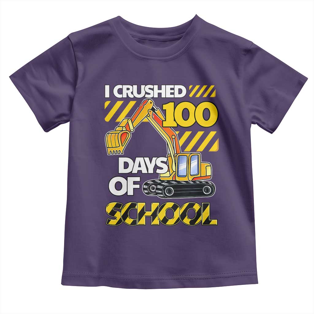 I Crushed 100 Days Of School Toddler T Shirt Construction Vehicle Excavators