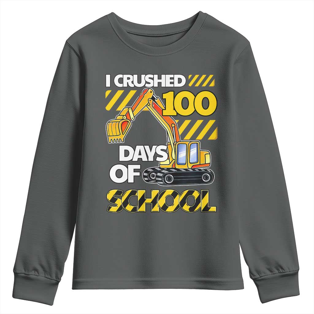 I Crushed 100 Days Of School Youth Sweatshirt Construction Vehicle Excavators