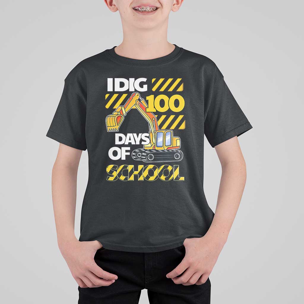I Dig 100 Days Of School T Shirt For Kid Construction Vehicle Excavators