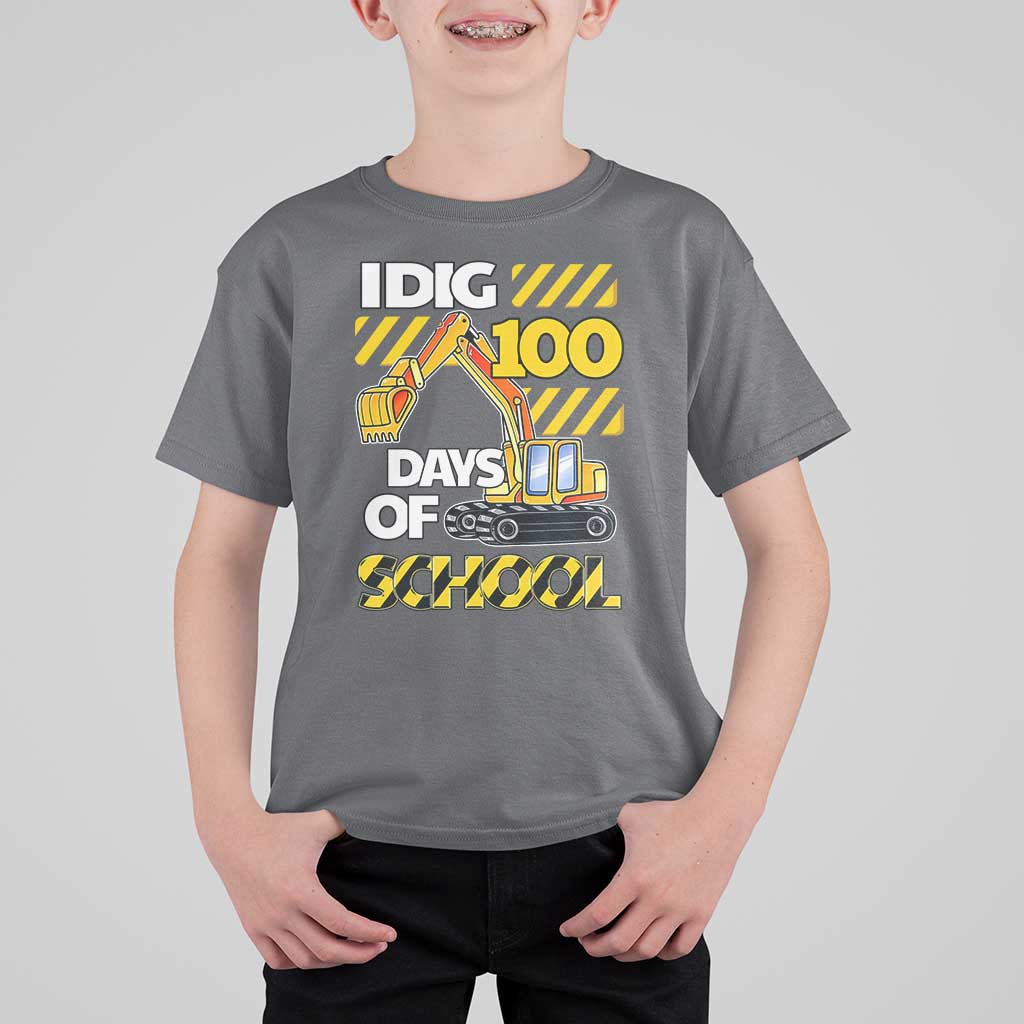I Dig 100 Days Of School T Shirt For Kid Construction Vehicle Excavators