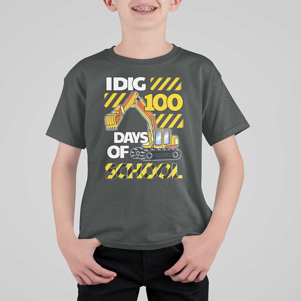I Dig 100 Days Of School T Shirt For Kid Construction Vehicle Excavators