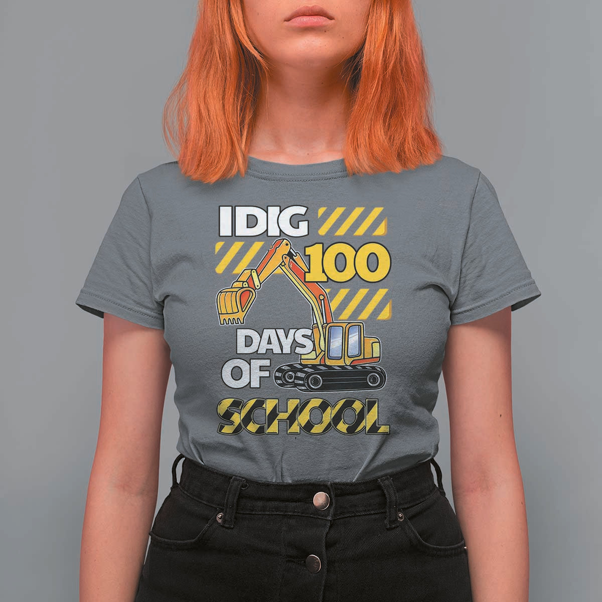I Dig 100 Days Of School T Shirt For Women Construction Vehicle Excavators