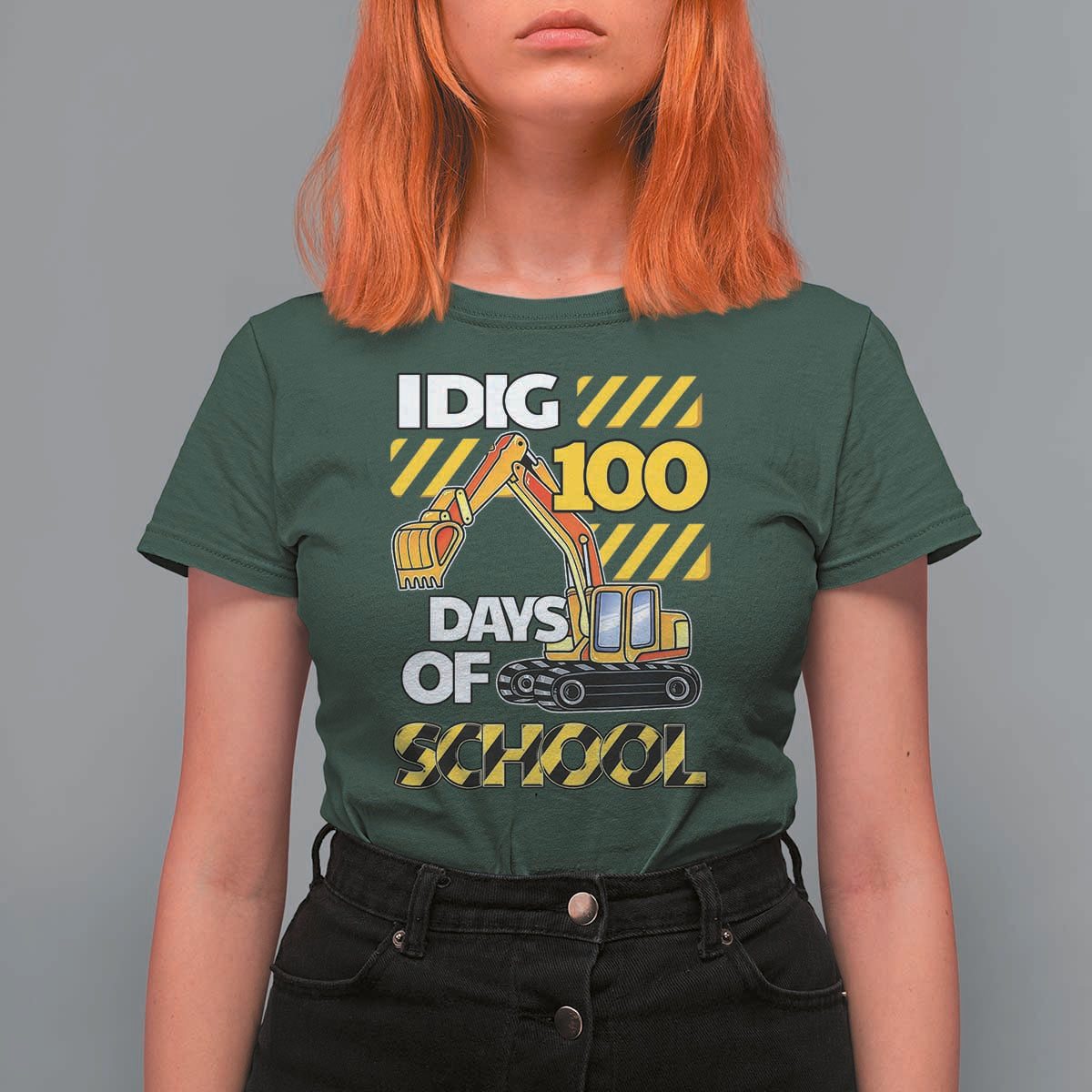 I Dig 100 Days Of School T Shirt For Women Construction Vehicle Excavators