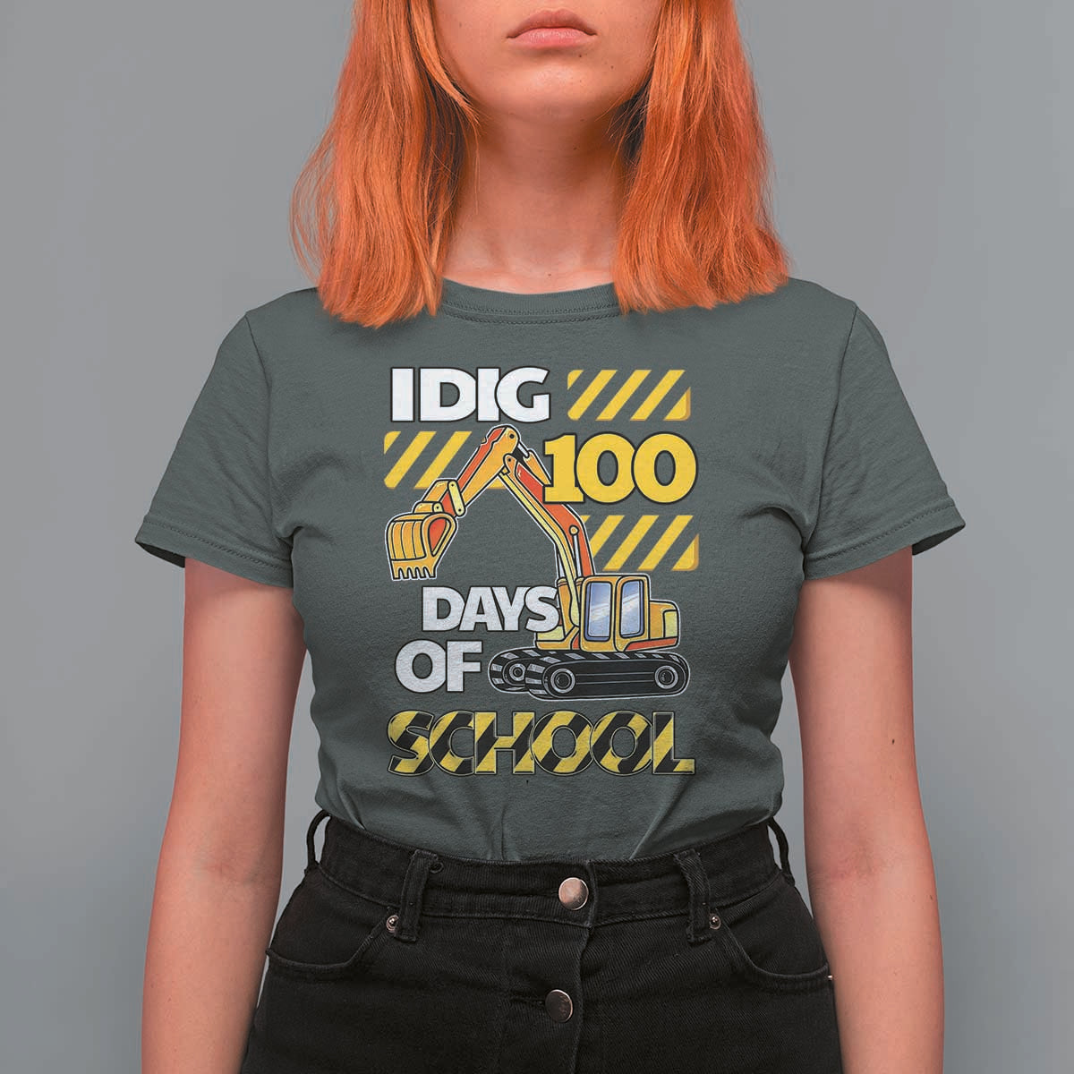 I Dig 100 Days Of School T Shirt For Women Construction Vehicle Excavators