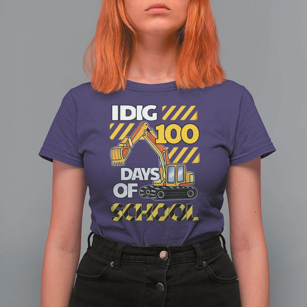 I Dig 100 Days Of School T Shirt For Women Construction Vehicle Excavators
