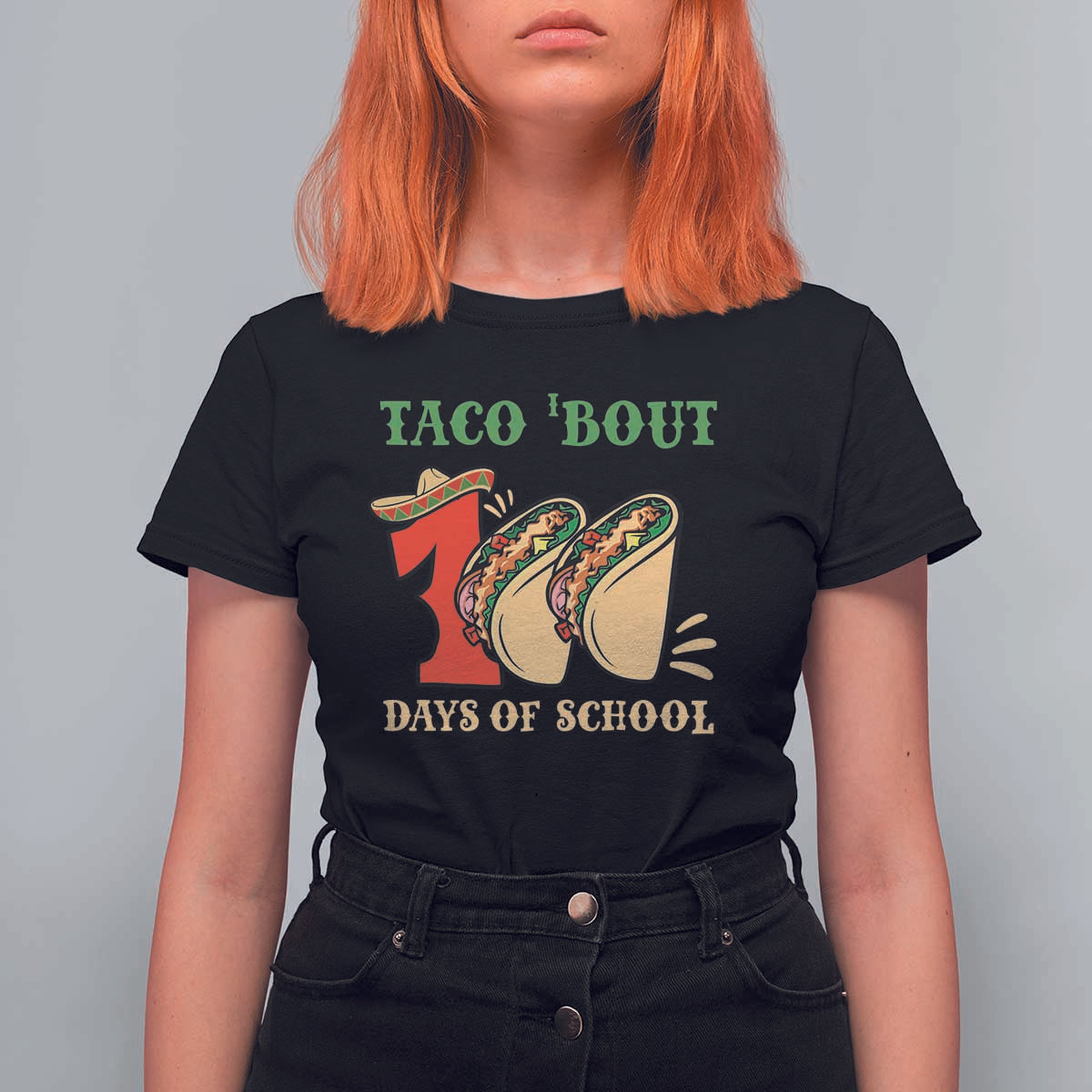 Funny Taco 'Bout 100 Days Of School T Shirt For Women Sombrero Mexican Teachers