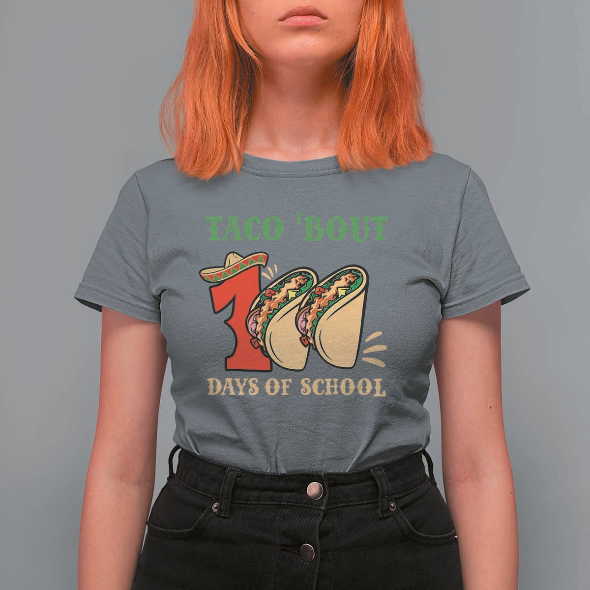 Funny Taco 'Bout 100 Days Of School T Shirt For Women Sombrero Mexican Teachers