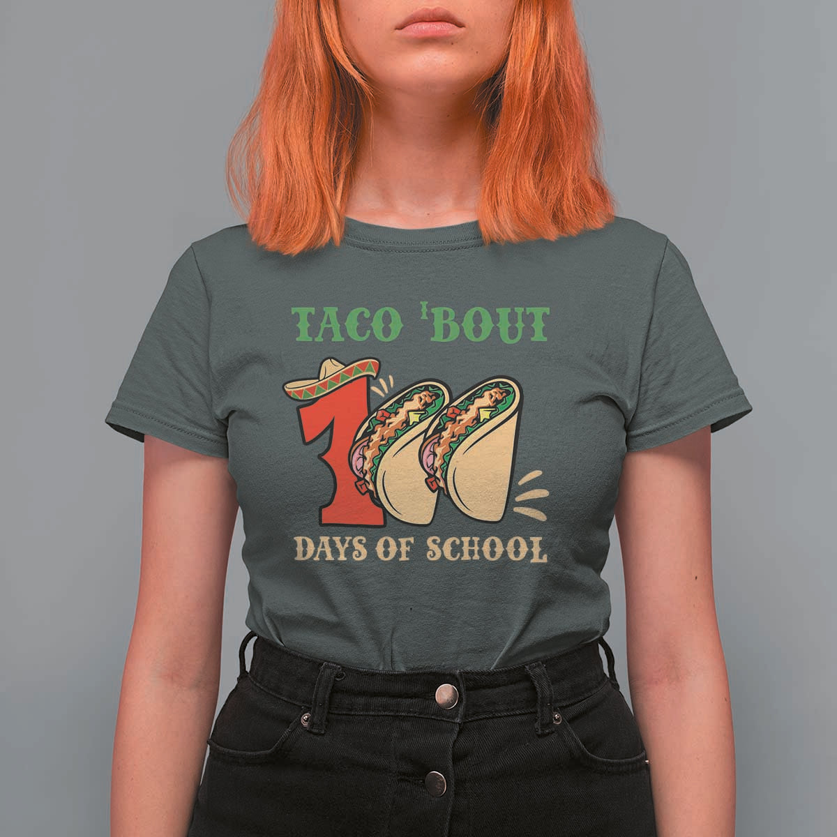 Funny Taco 'Bout 100 Days Of School T Shirt For Women Sombrero Mexican Teachers