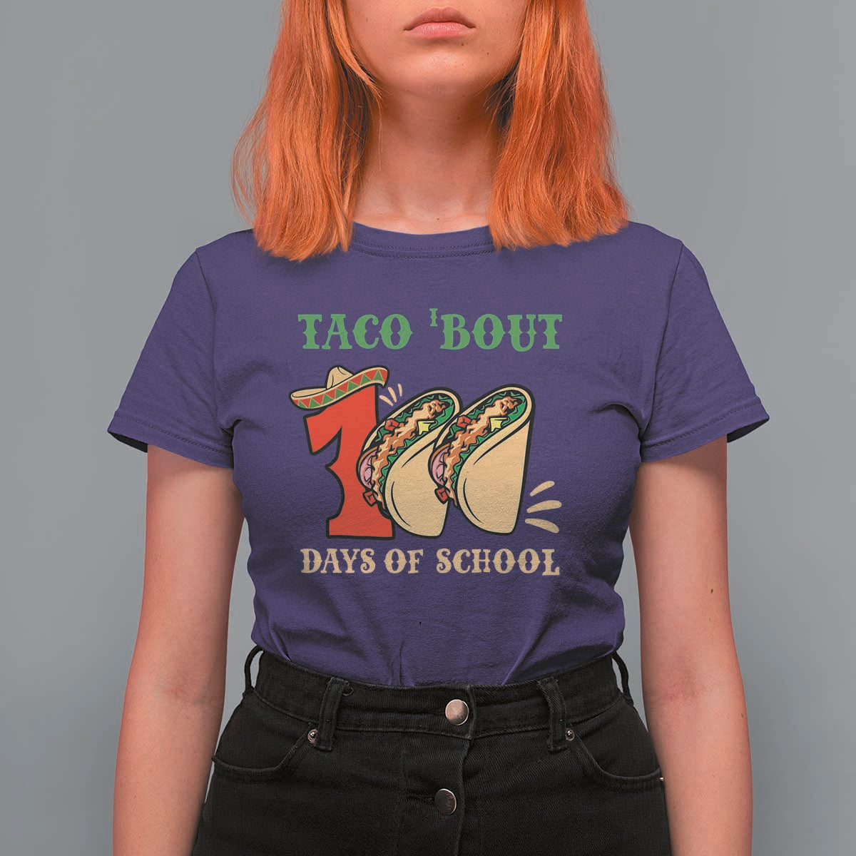 Funny Taco 'Bout 100 Days Of School T Shirt For Women Sombrero Mexican Teachers