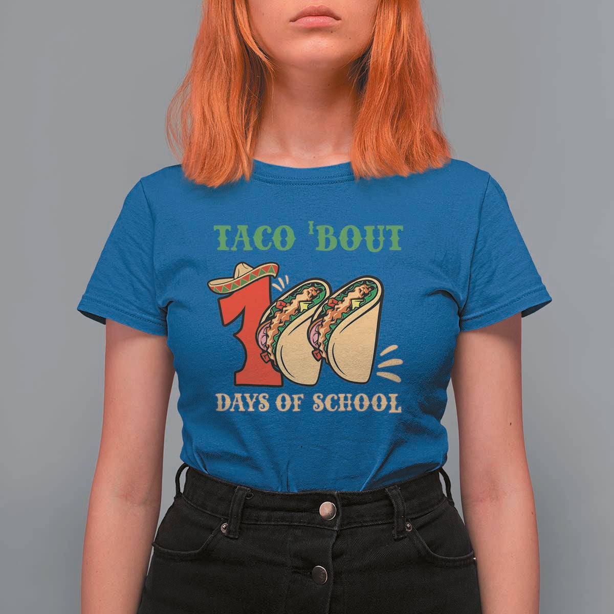 Funny Taco 'Bout 100 Days Of School T Shirt For Women Sombrero Mexican Teachers