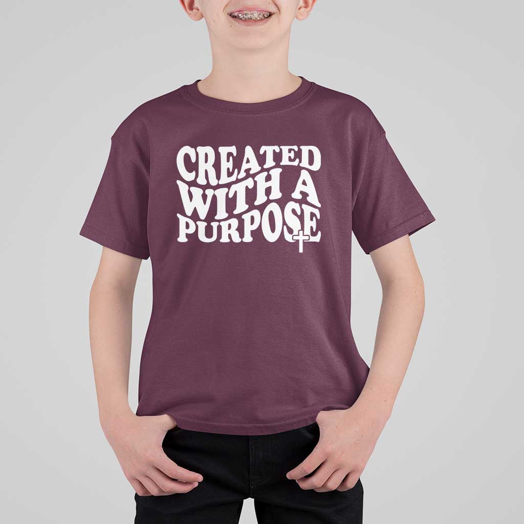 Created With A Purpose Christian T Shirt For Kid Inspirational Religious Bible Verse