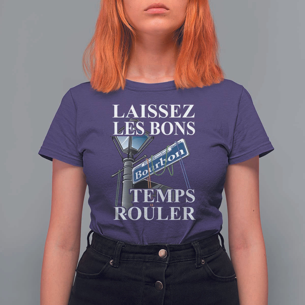 Funny Mardi Gras Laissez Les Bons Temps Rouler T Shirt For Women Bourbon Street Sign