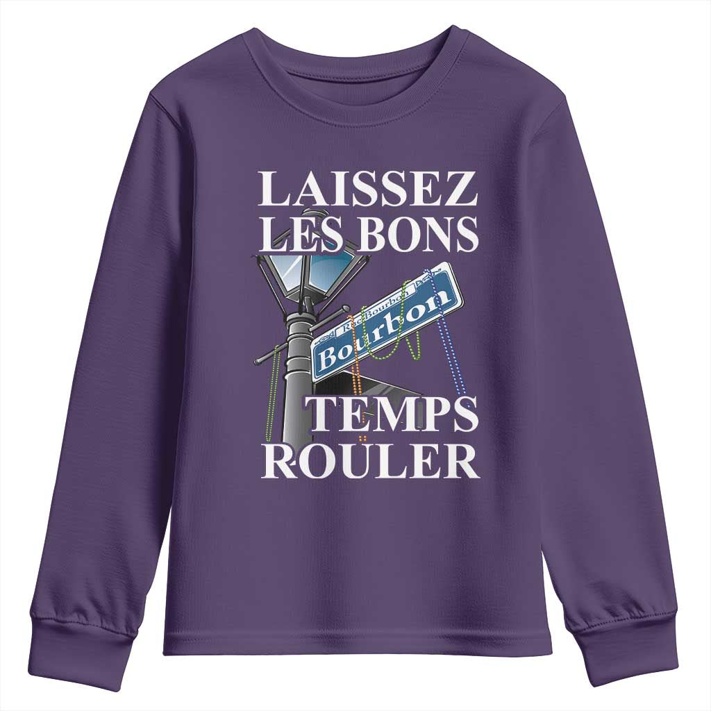Funny Mardi Gras Laissez Les Bons Temps Rouler Youth Sweatshirt Bourbon Street Sign