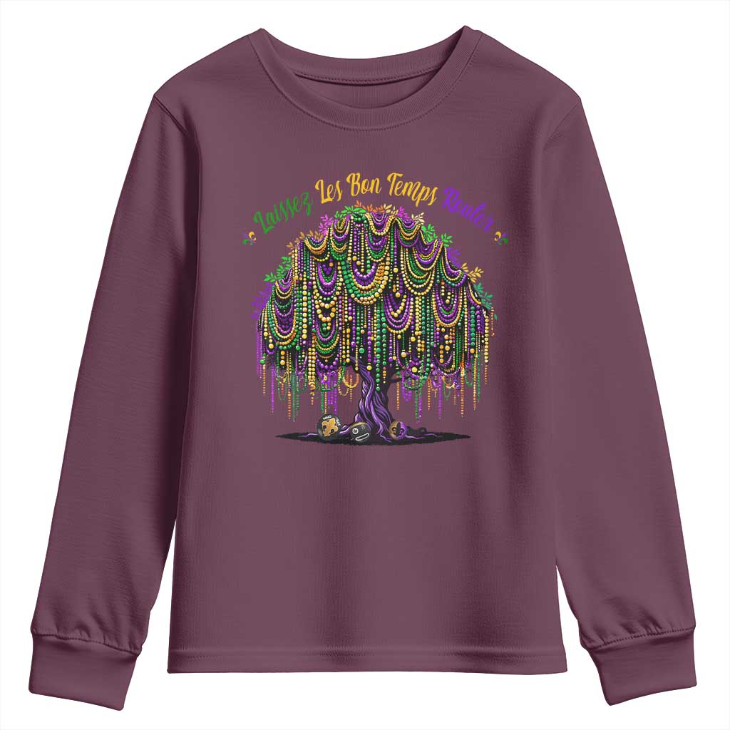 Funny Mardi Gras Bead Tree Carnival New Orleans Coconut Youth Sweatshirt