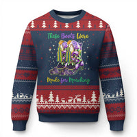Funny Mardi Gras Ugly Christmas Sweater These Boots Were Made For Marching