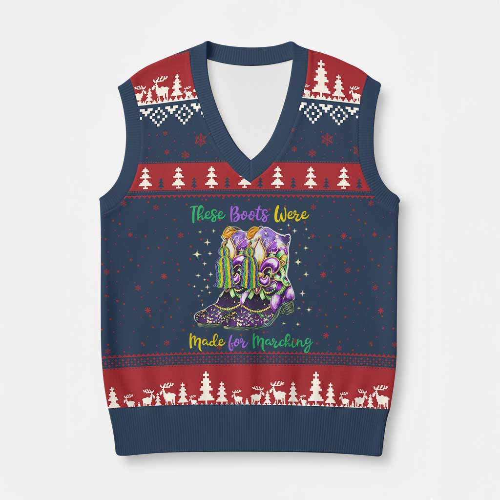 Funny Mardi Gras V-Neck Knit Sweater Vest These Boots Were Made For Marching