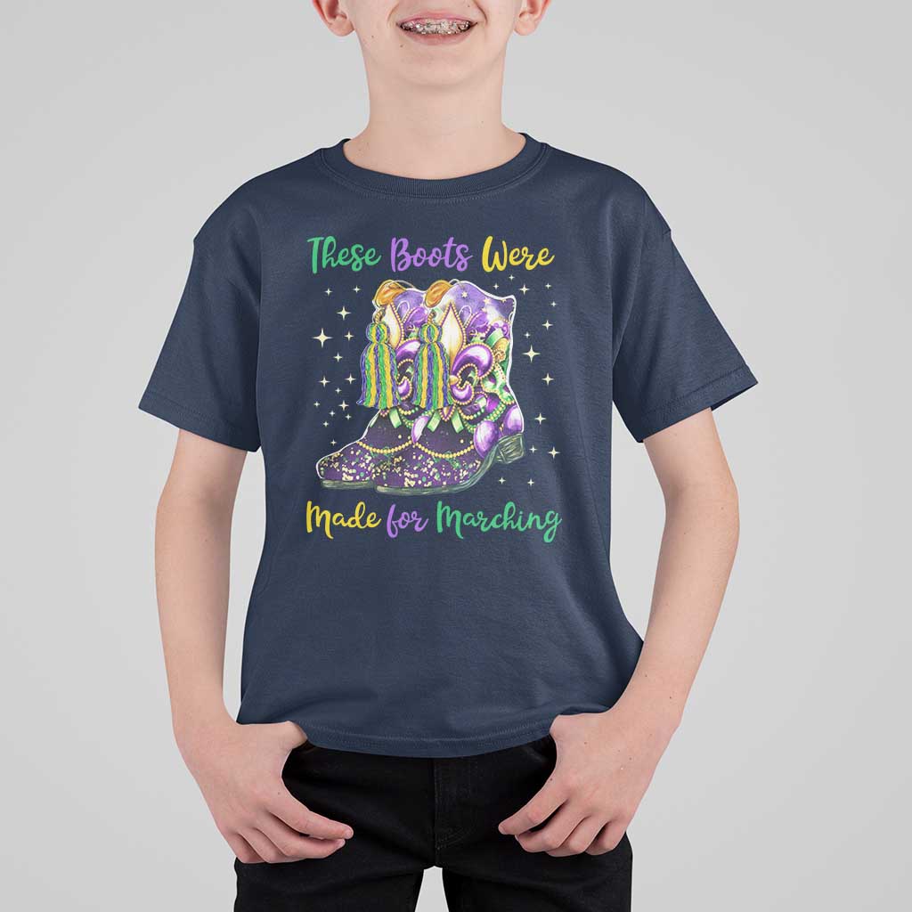 Funny Mardi Gras T Shirt For Kid These Boots Were Made For Marching
