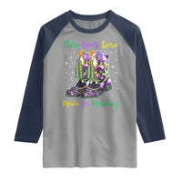 Funny Mardi Gras Raglan Shirt These Boots Were Made For Marching