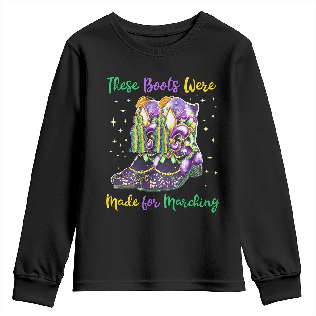 Funny Mardi Gras Youth Sweatshirt These Boots Were Made For Marching