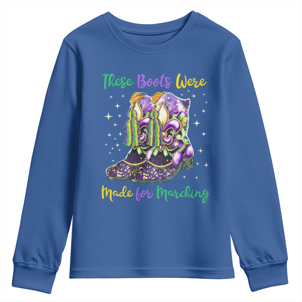 Funny Mardi Gras Youth Sweatshirt These Boots Were Made For Marching