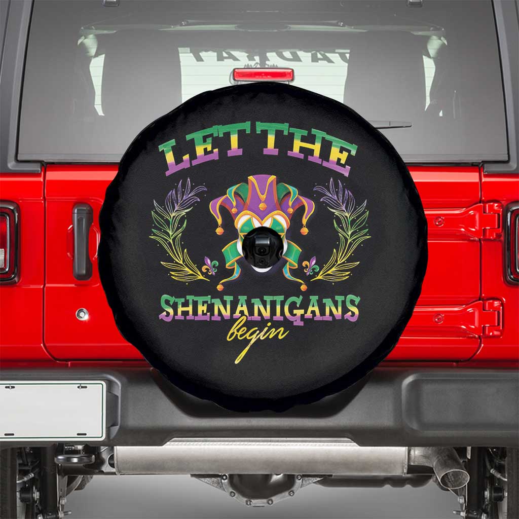 Funny Mardi Gras Spare Tire Cover Let The Shenanigans Begin Jester Hat