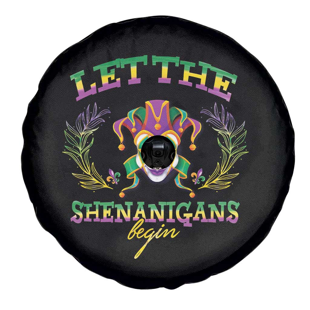 Funny Mardi Gras Spare Tire Cover Let The Shenanigans Begin Jester Hat