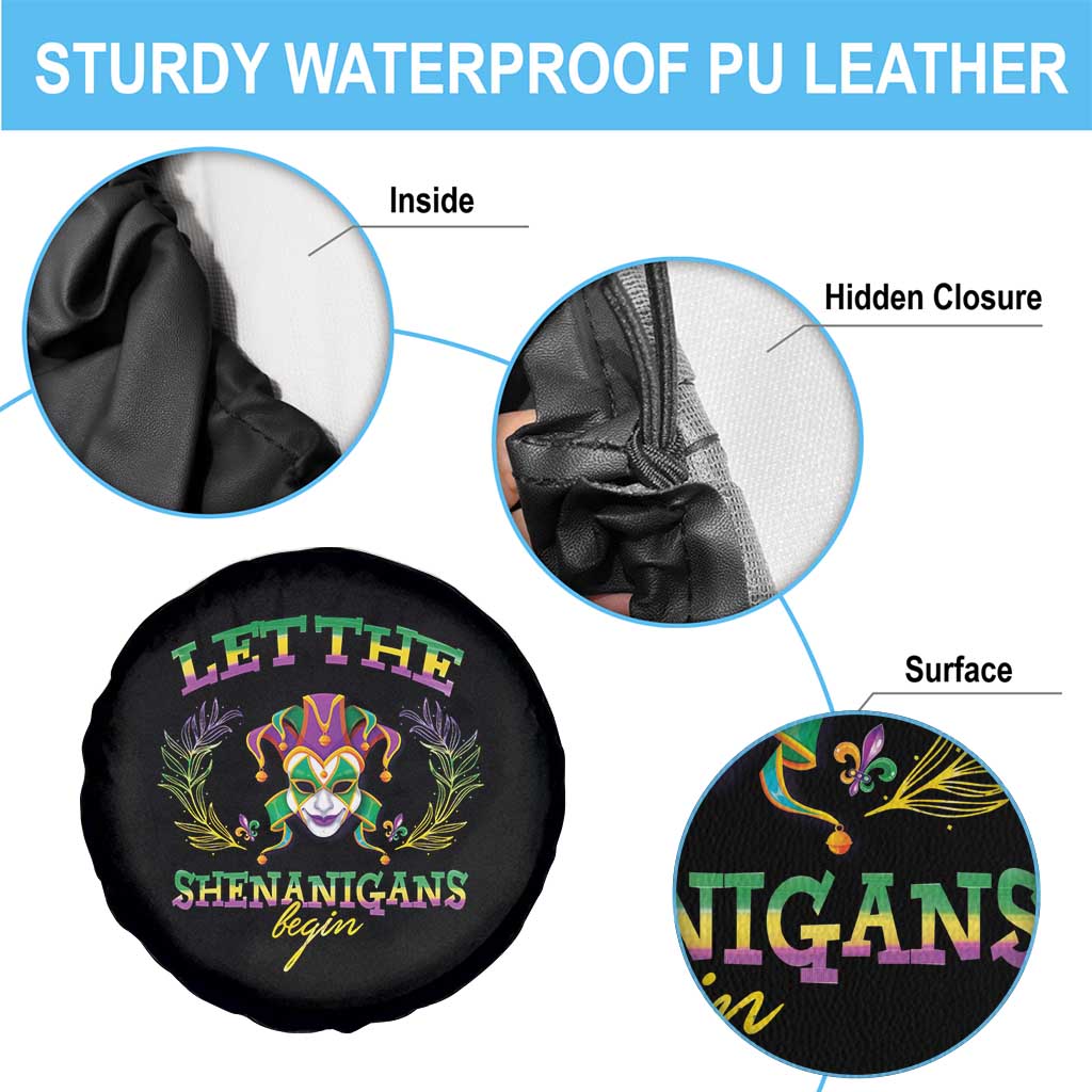 Funny Mardi Gras Spare Tire Cover Let The Shenanigans Begin Jester Hat