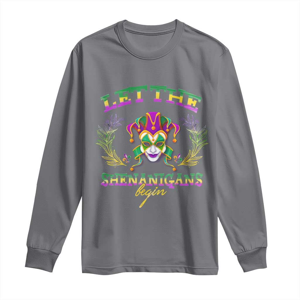 Funny Mardi Gras Long Sleeve Shirt Let The Shenanigans Begin Jester Hat