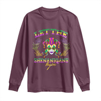 Funny Mardi Gras Long Sleeve Shirt Let The Shenanigans Begin Jester Hat