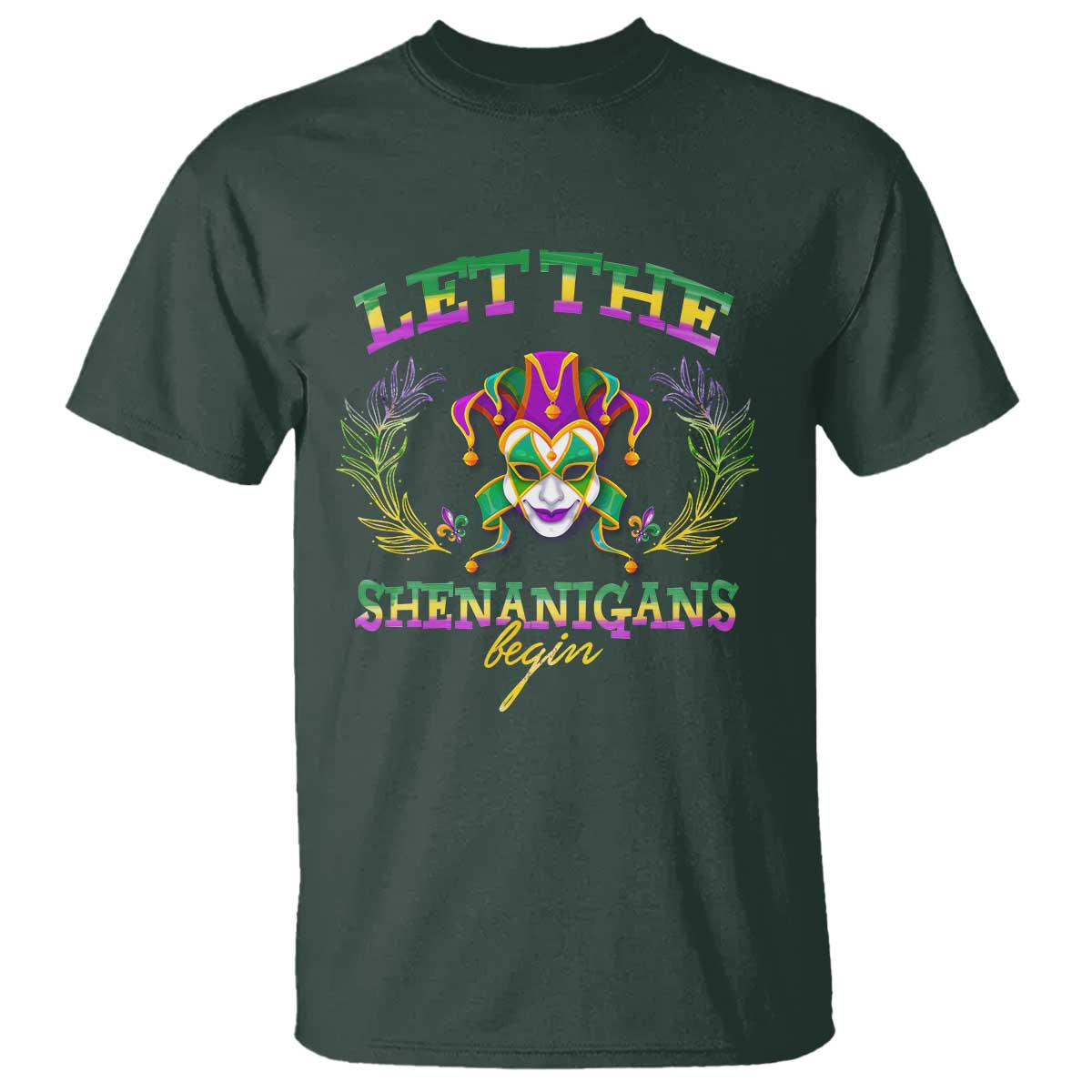 Funny Mardi Gras T Shirt Let The Shenanigans Begin Jester Hat