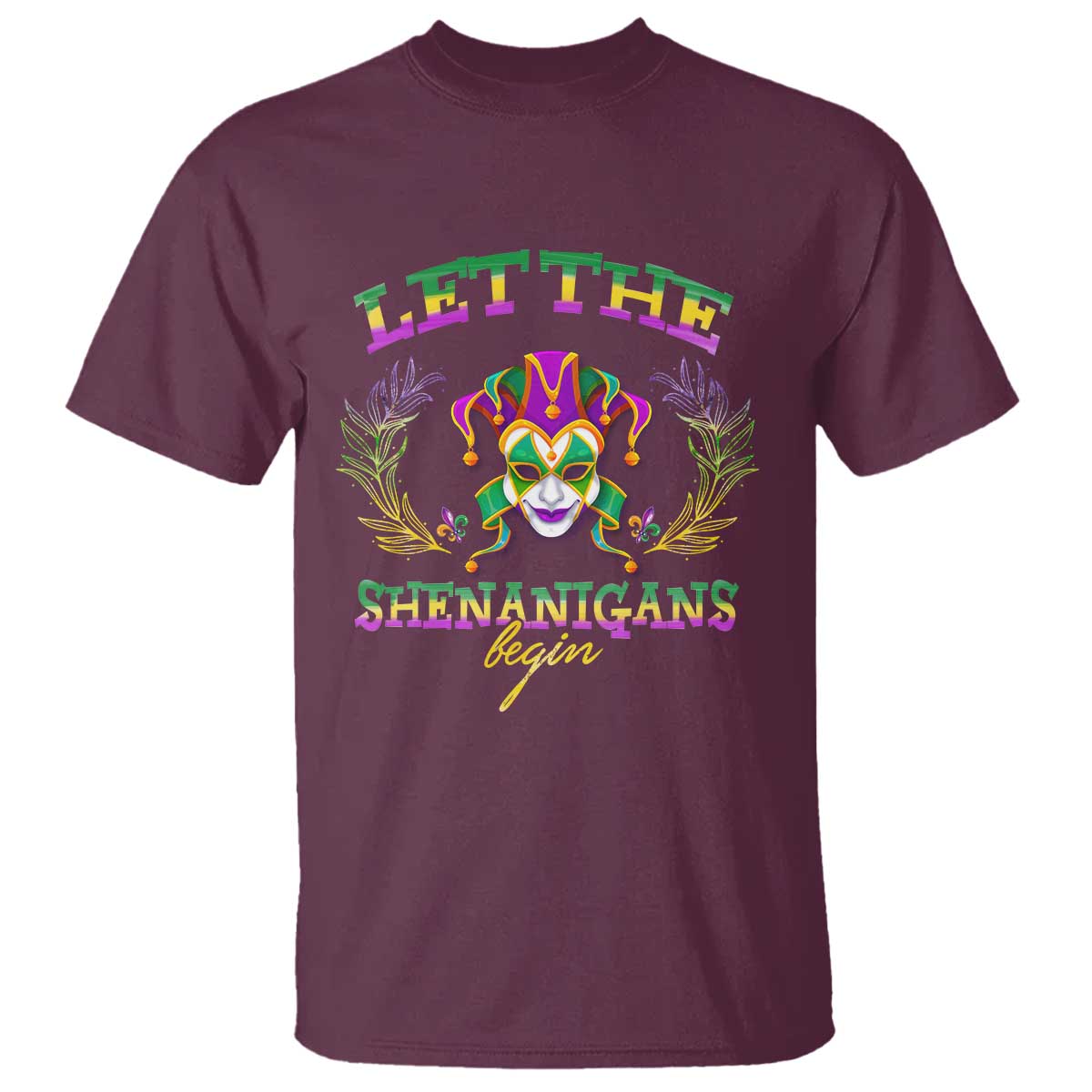 Funny Mardi Gras T Shirt Let The Shenanigans Begin Jester Hat
