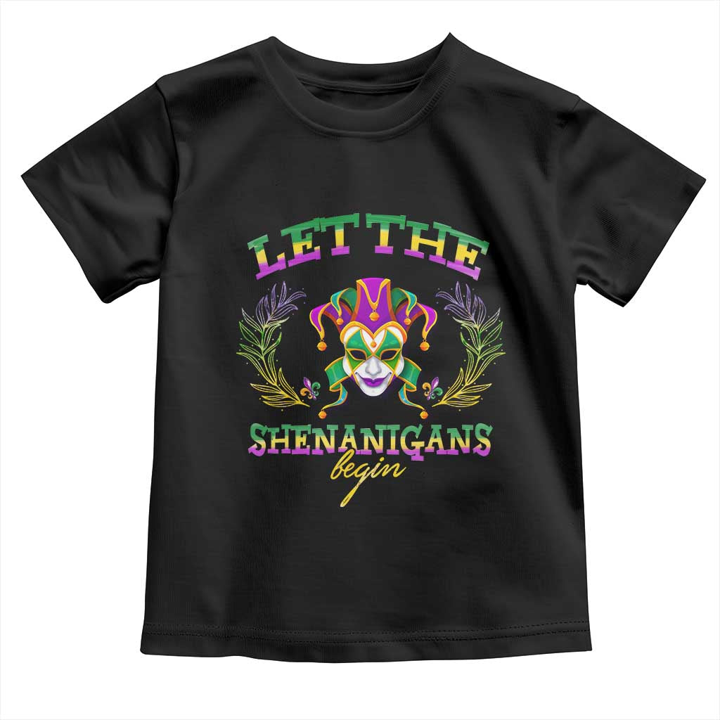 Funny Mardi Gras Toddler T Shirt Let The Shenanigans Begin Jester Hat