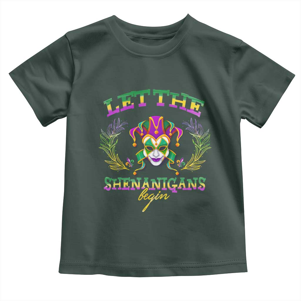 Funny Mardi Gras Toddler T Shirt Let The Shenanigans Begin Jester Hat