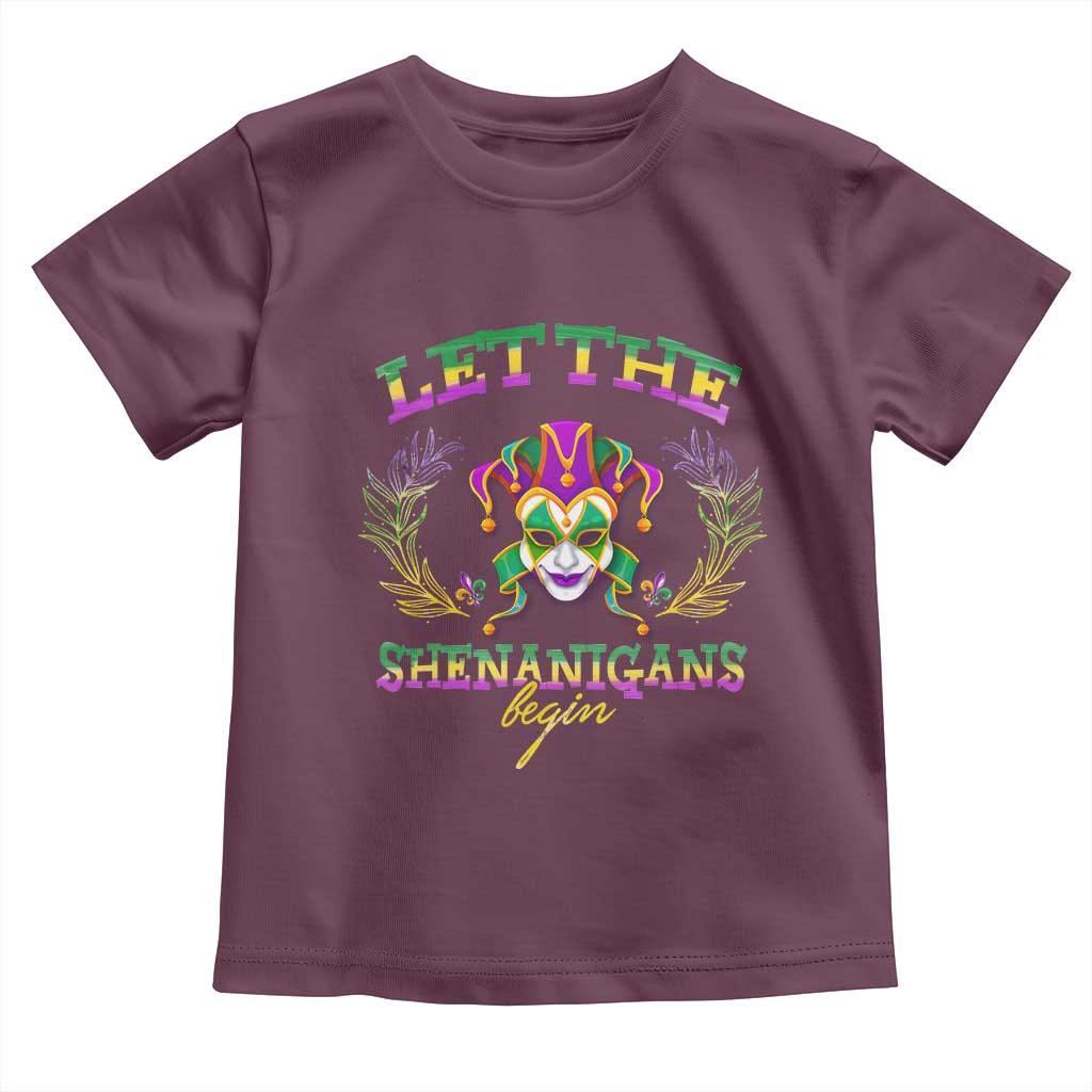 Funny Mardi Gras Toddler T Shirt Let The Shenanigans Begin Jester Hat