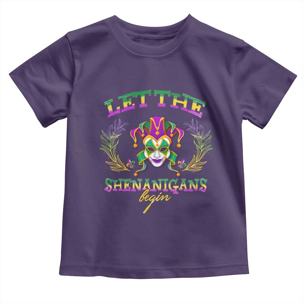 Funny Mardi Gras Toddler T Shirt Let The Shenanigans Begin Jester Hat