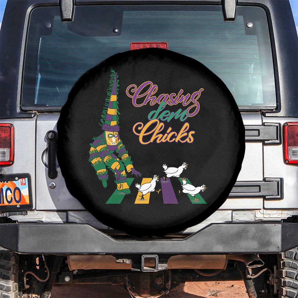 Funny Courir De Mardi Gras Spare Tire Cover Chasing Dem Chicks Carnival