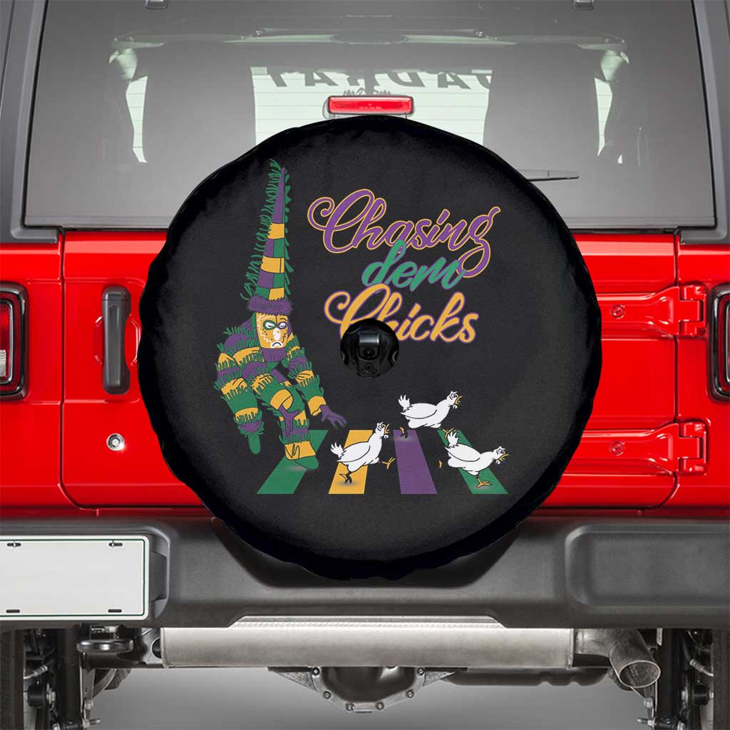 Funny Courir De Mardi Gras Spare Tire Cover Chasing Dem Chicks Carnival
