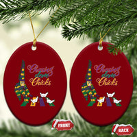 Funny Courir De Mardi Gras Ceramic Ornament Chasing Dem Chicks Carnival