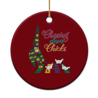 Funny Courir De Mardi Gras Ceramic Ornament Chasing Dem Chicks Carnival