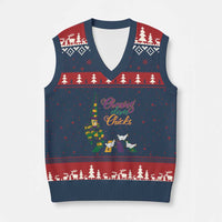 Funny Courir De Mardi Gras V-Neck Knit Sweater Vest Chasing Dem Chicks Carnival